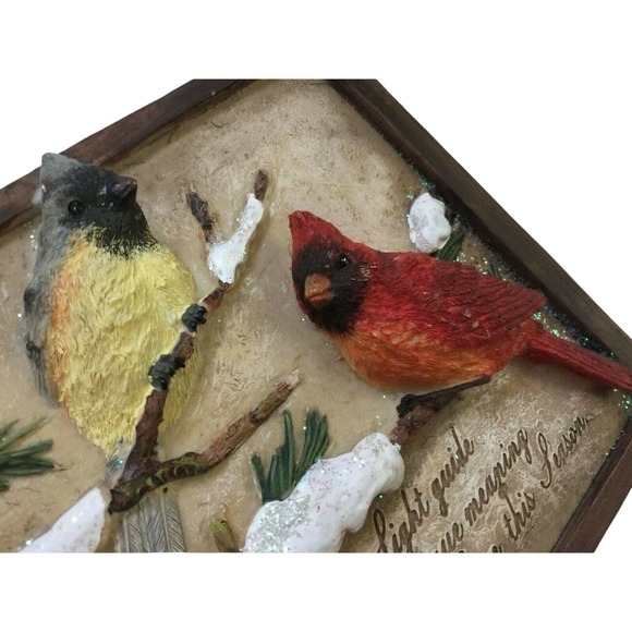 Christmas 3D Wall Plaque Winter Season Inspirational Bullfinch Streetlight Snow - Picture 7 of 10